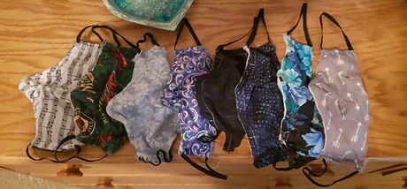 Eight Masks all different fabric patterns that I made for myself