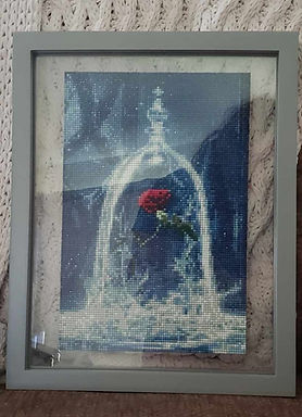 Rose from Beauty and the Beast Diamond Painting, framed