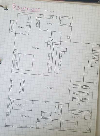 Basement Floor Plan with Two Bedrooms, Two Bathrooms, Movie/Screening Room and Bar