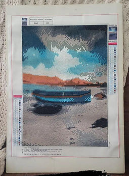 Beached Boat Diamond Painting, unframed