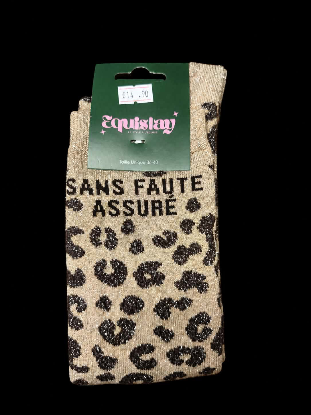 Chaussettes à paillettes Equislay Sans faute assuré Léopard