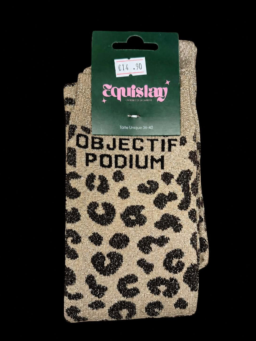 Chaussettes à paillettes Equislay Objectif Podium Léopard