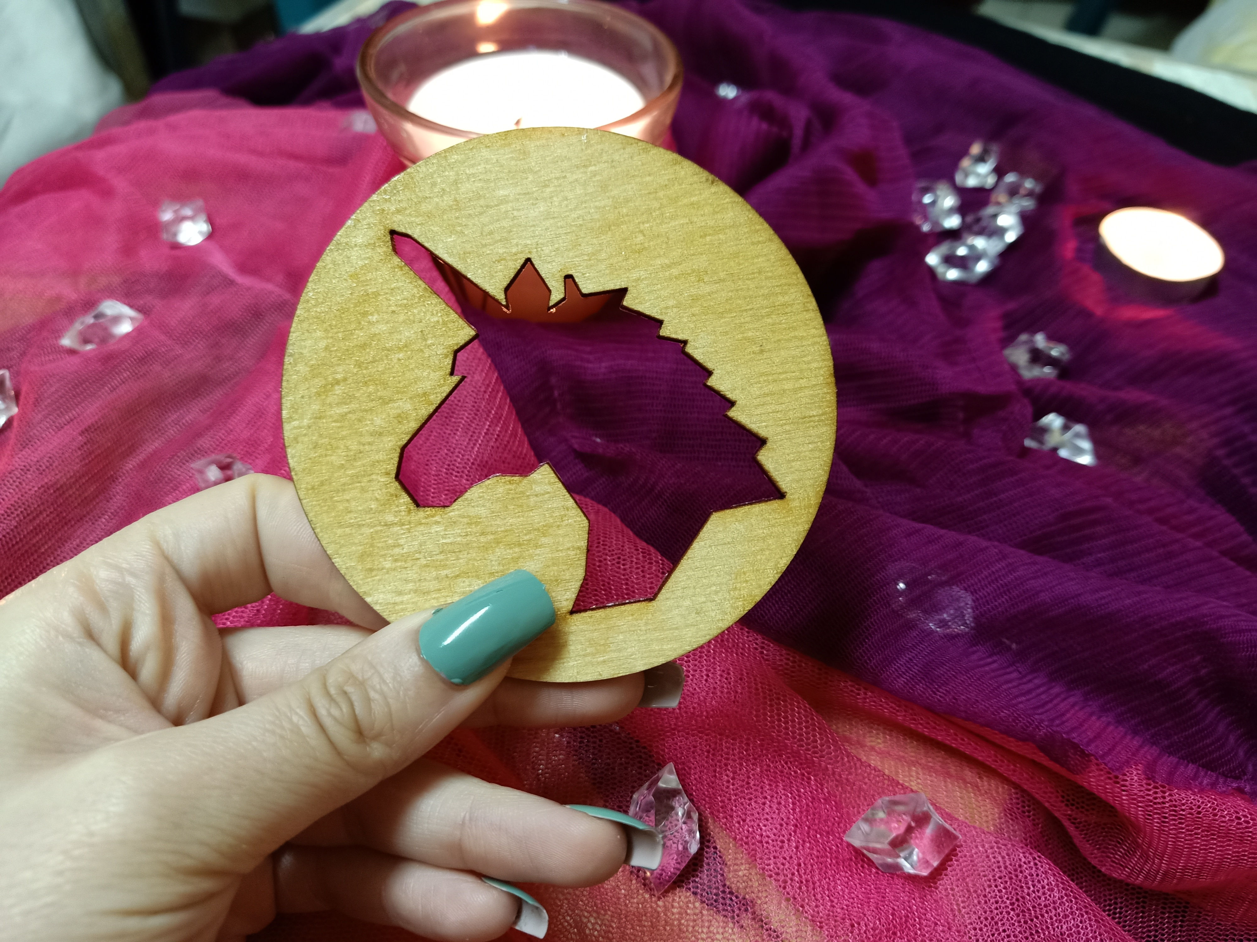 Curved Wood Coaster ( Unicorn - 02 )