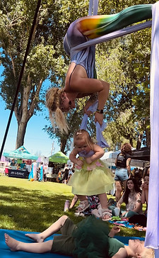 Aerial arts coach at Lava City Cirque in Bend Oregon with family
