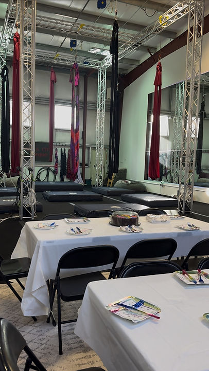 Kids Birthdays and Bachelorette Parties at Lava City Cirque in Central Oregon with aerial silks and circus fun