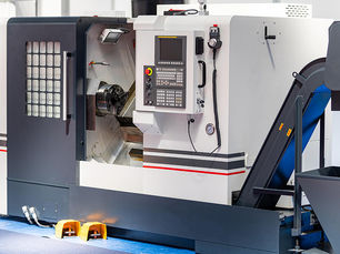 Industrial CNC lathe machine used for precision manufacturing.