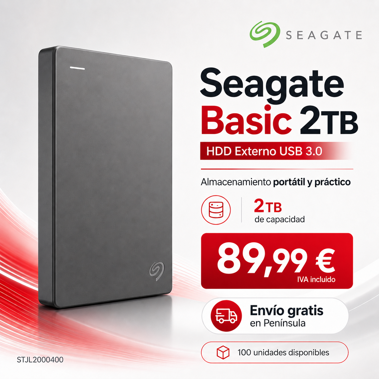 Seagate Basic 2TB HDD Externo USB 3.0