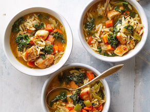 Lemon Chicken Orzo Soup with Kale