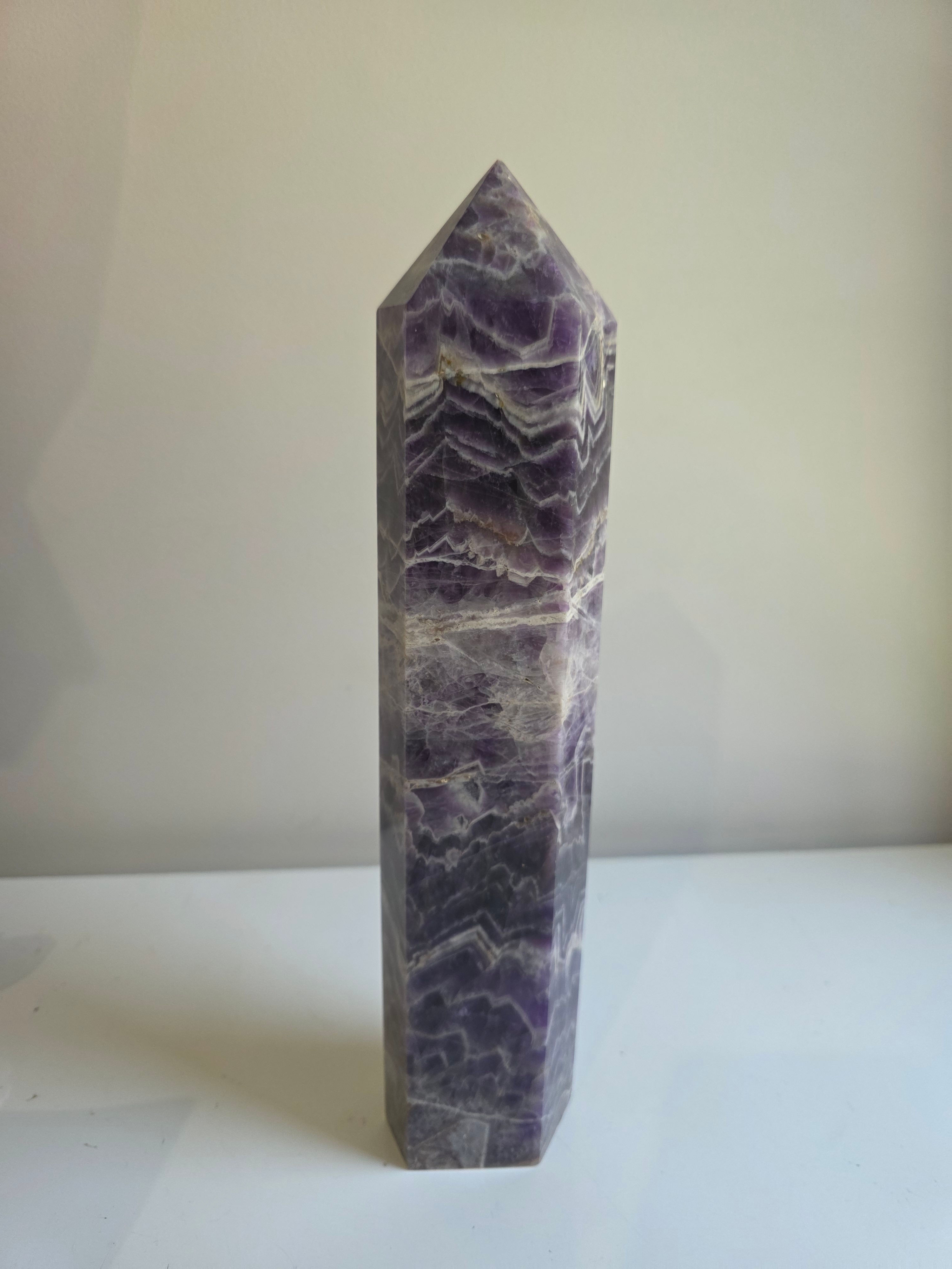 Large Chevron Amethyst Tower