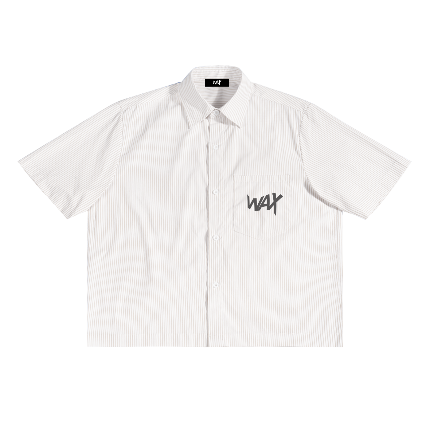WAX LOGO Oversized Vertical Stripe Shirt White