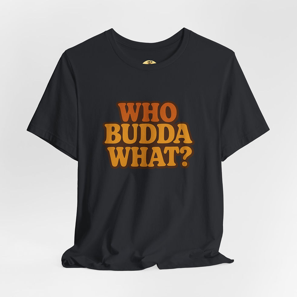 Thumbnail: Retro lettering design on Bella+Canvas 3001 tee, reading “Whobuddawhat?”.