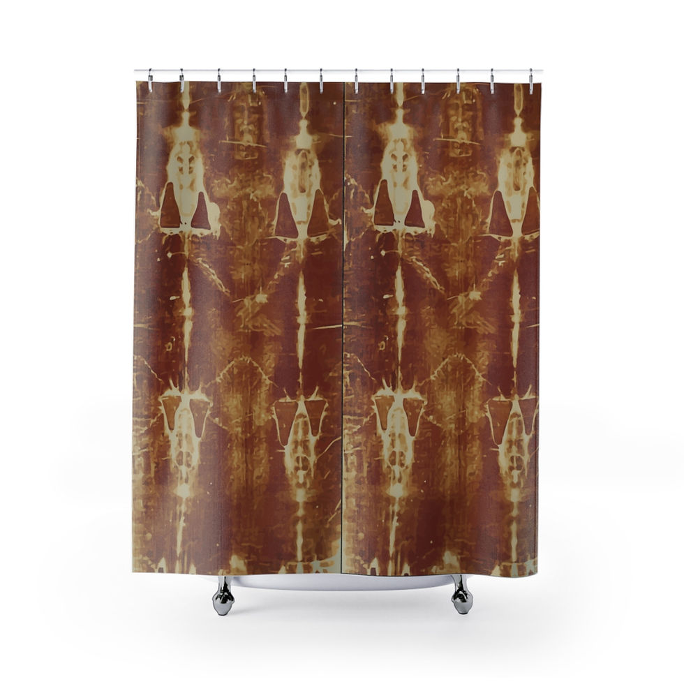 Shroud of Turin shower curtain: brown, repeating image