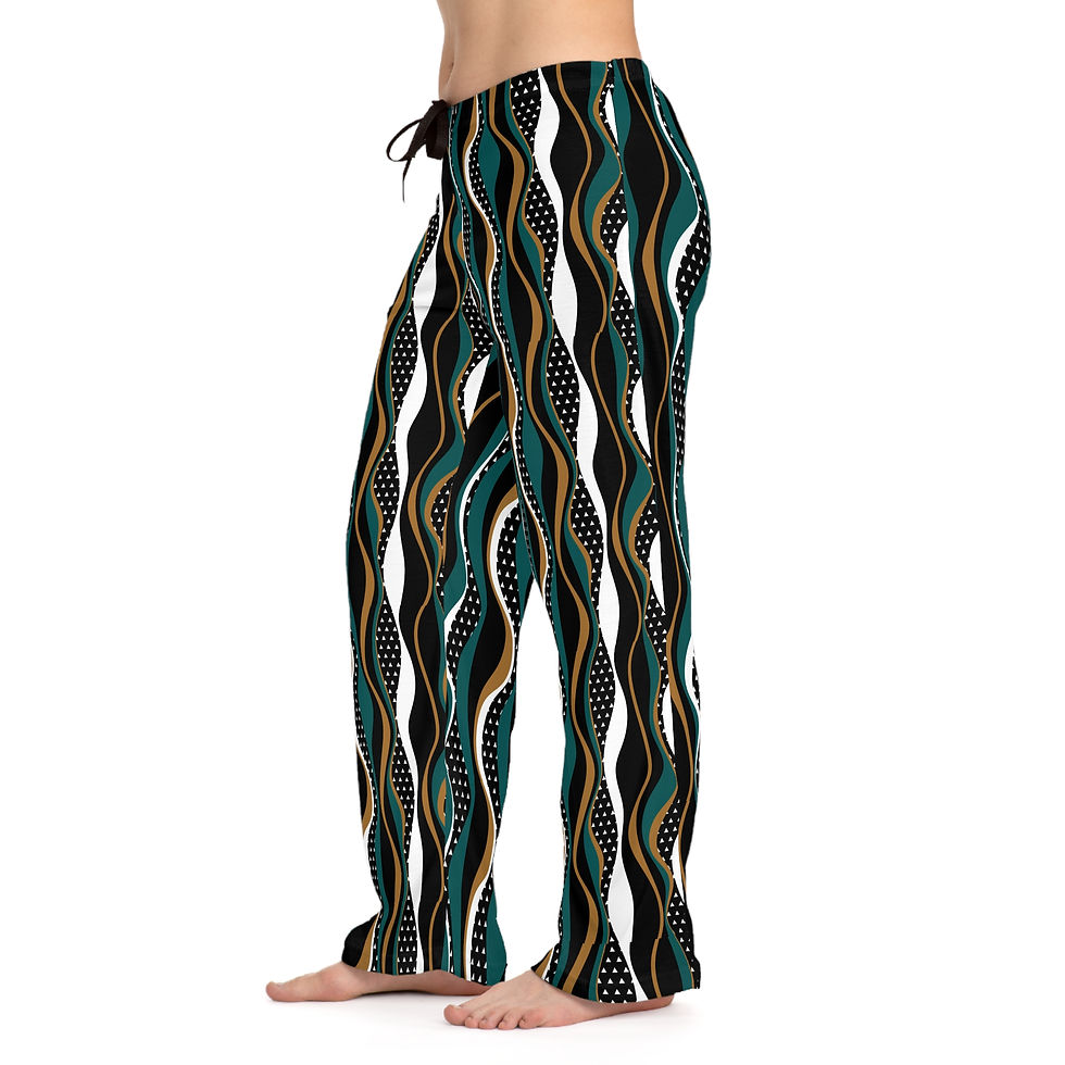 Thumbnail: Vintage, Green, Gold, Black, White- Feminine Fit Pajama Pants 