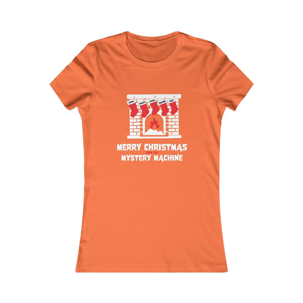 Orange women's tee: Merry Christmas Mystery Machine