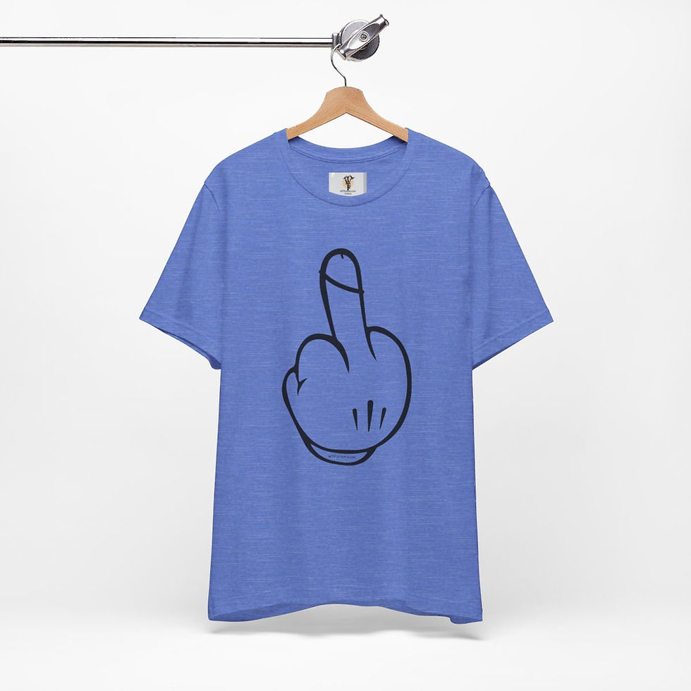 Thumbnail: Blue t-shirt with cartoon middle finger