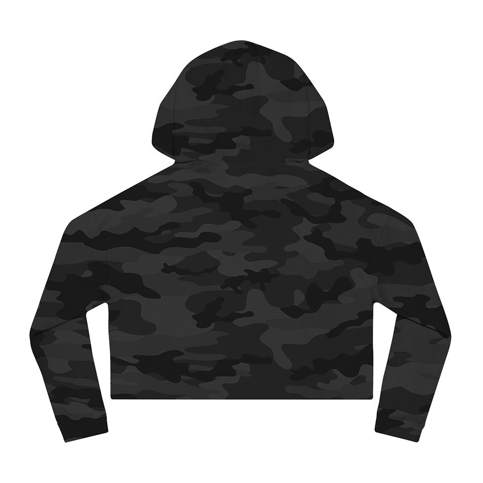 Thumbnail: Black camo women's cropped hoodie