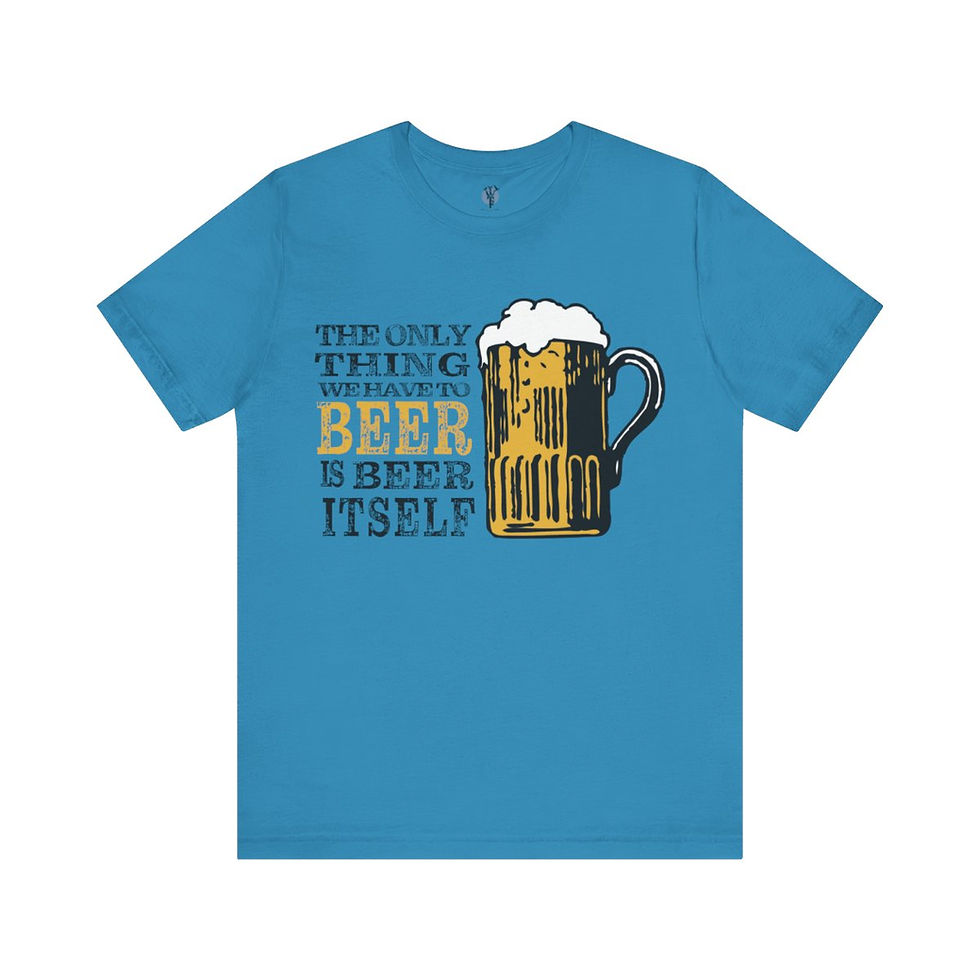 Thumbnail: Blue t-shirt with beer mug graphic and text: "The only thing better than beer is beer itself."