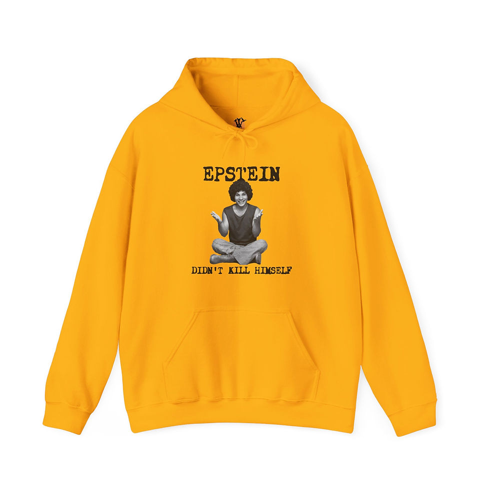 Thumbnail: Gold hoodie featuring Epstein didn't kill himself