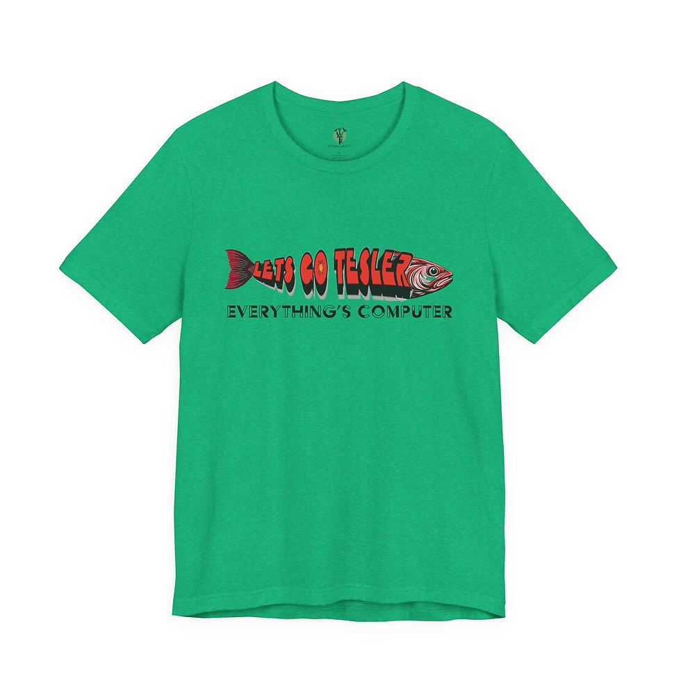 Thumbnail: Green t-shirt with printed text that says, 