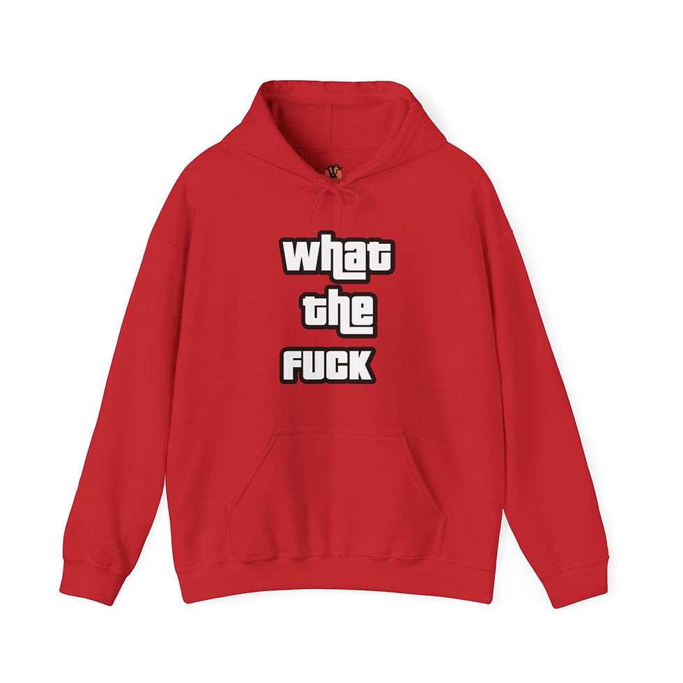 Thumbnail: Red hoodie with "What the Fuck" text