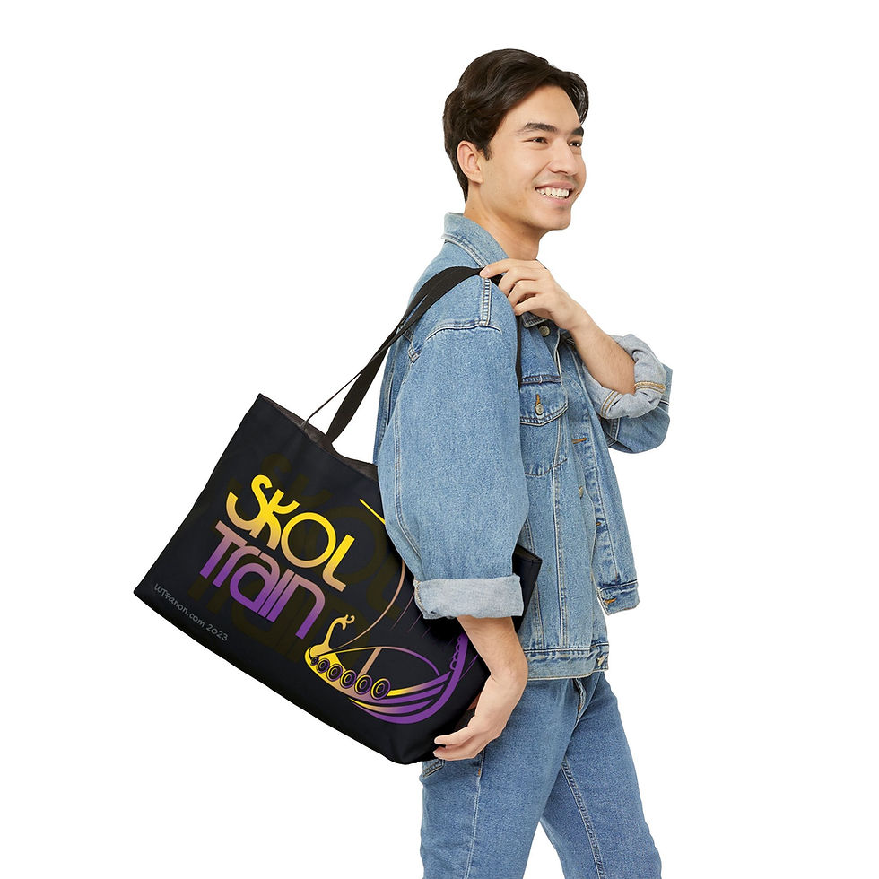 Thumbnail: Man carrying Skol Tan tote bag