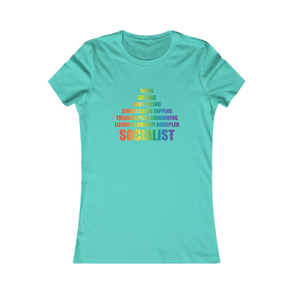 Women's tri-blend tee shirt: Socialist rainbow text design