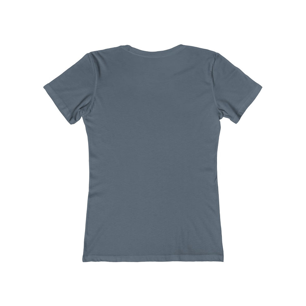 Thumbnail: Back view of a plain, steel-blue women's t-shirt