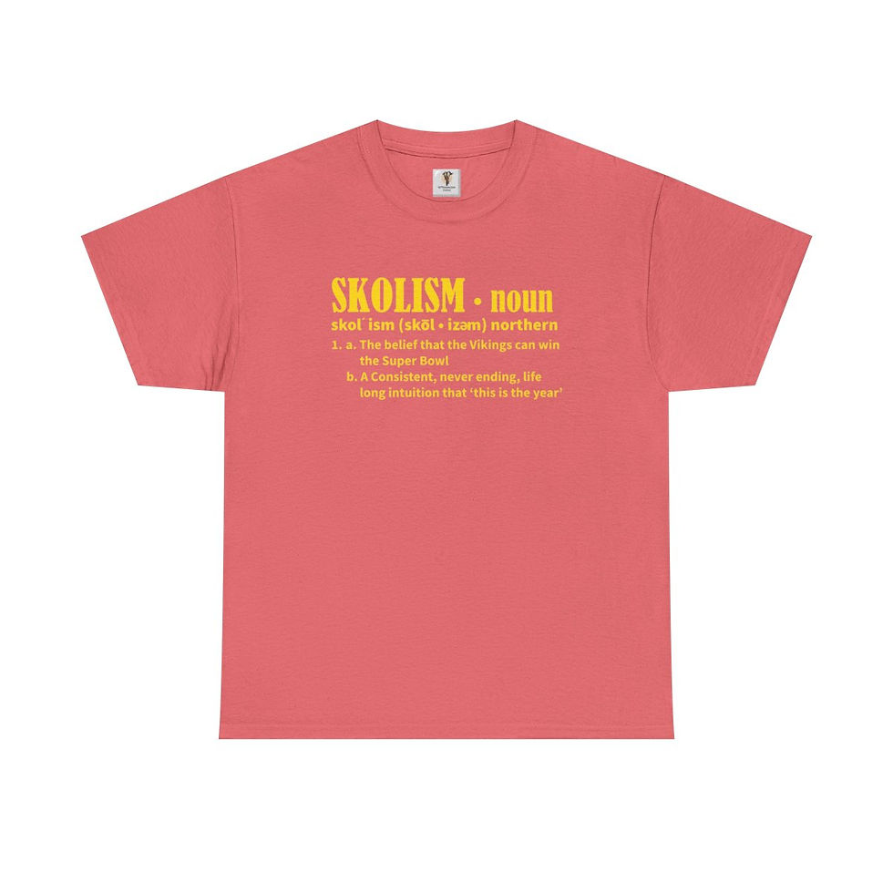 Pink t-shirt with 'SKOLISM - noun' definition