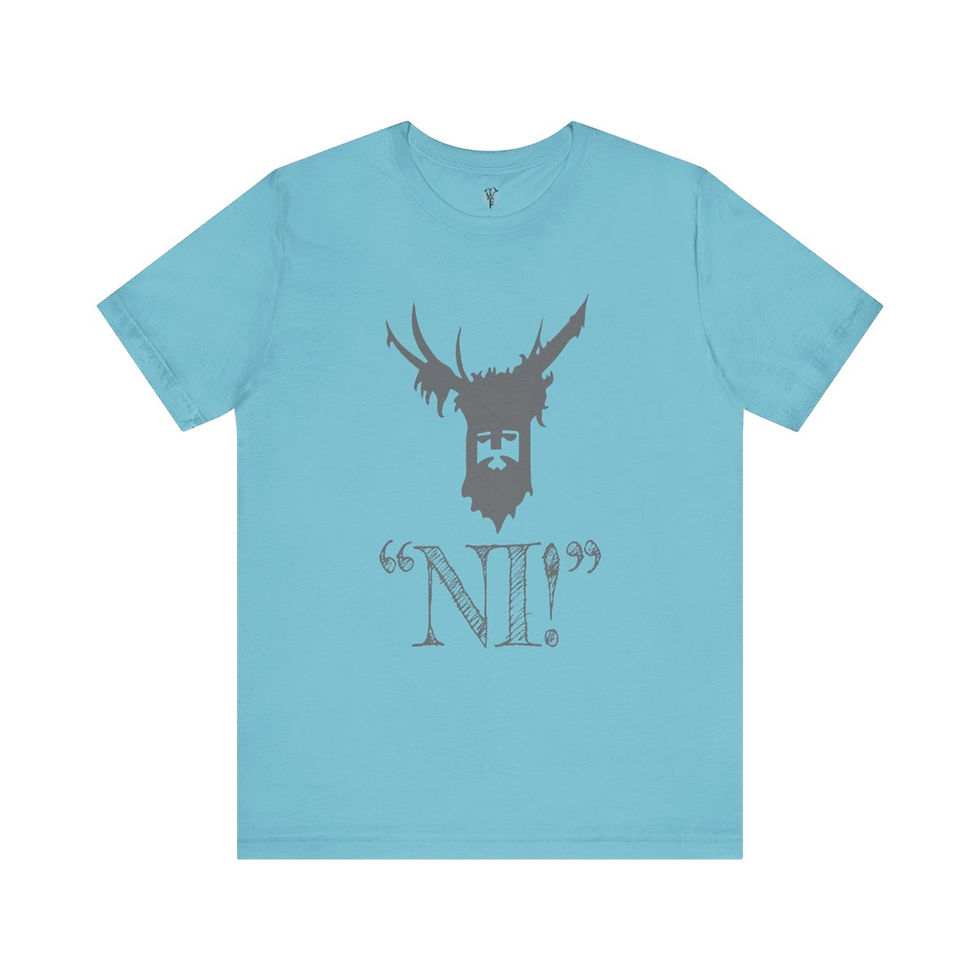 Thumbnail: Light blue t-shirt with a graphic of a bearded man's head with antlers and the word 'NIL'