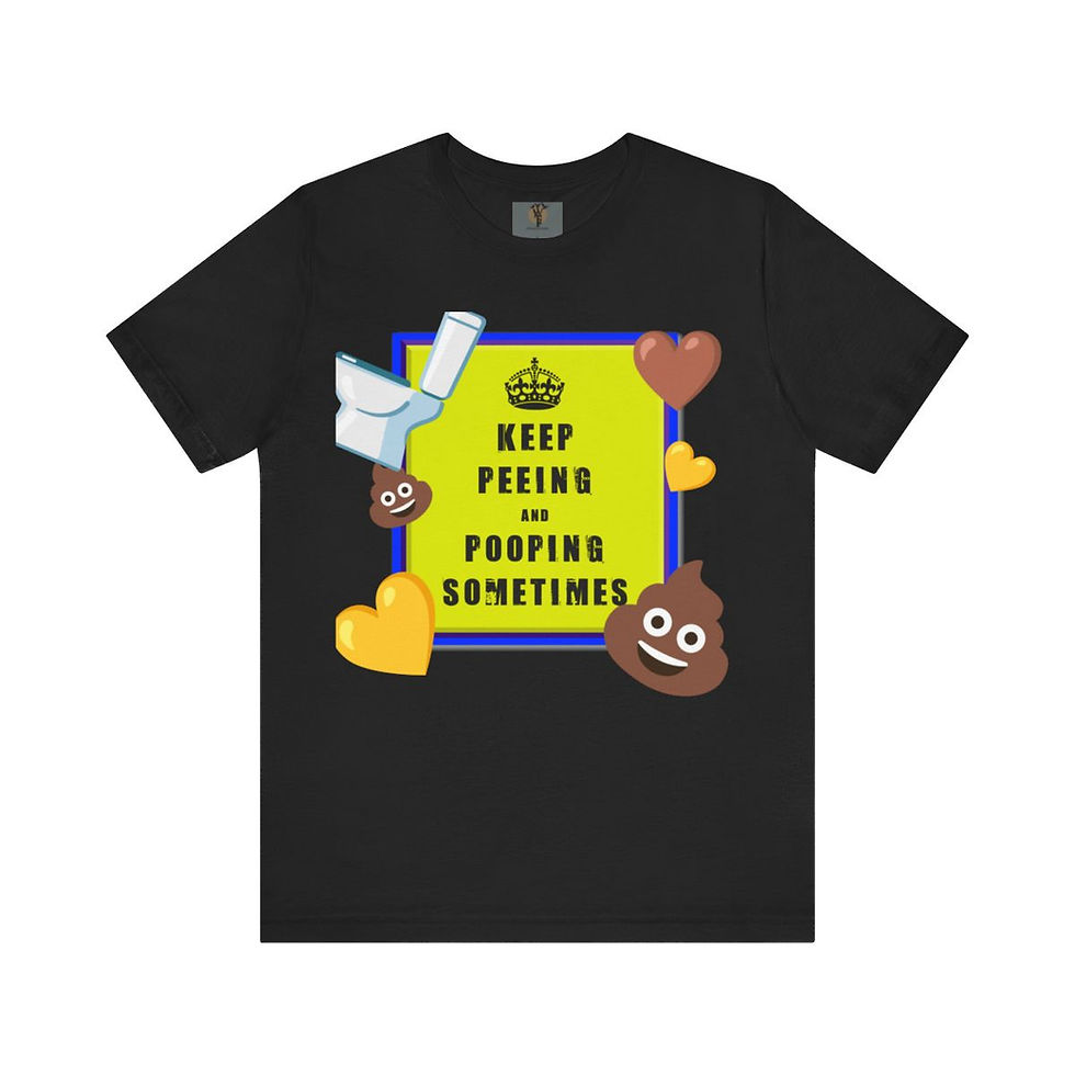 Thumbnail: Unisex tee shirt with poop and pee design; Keep Peeing and Pooing Sometimes