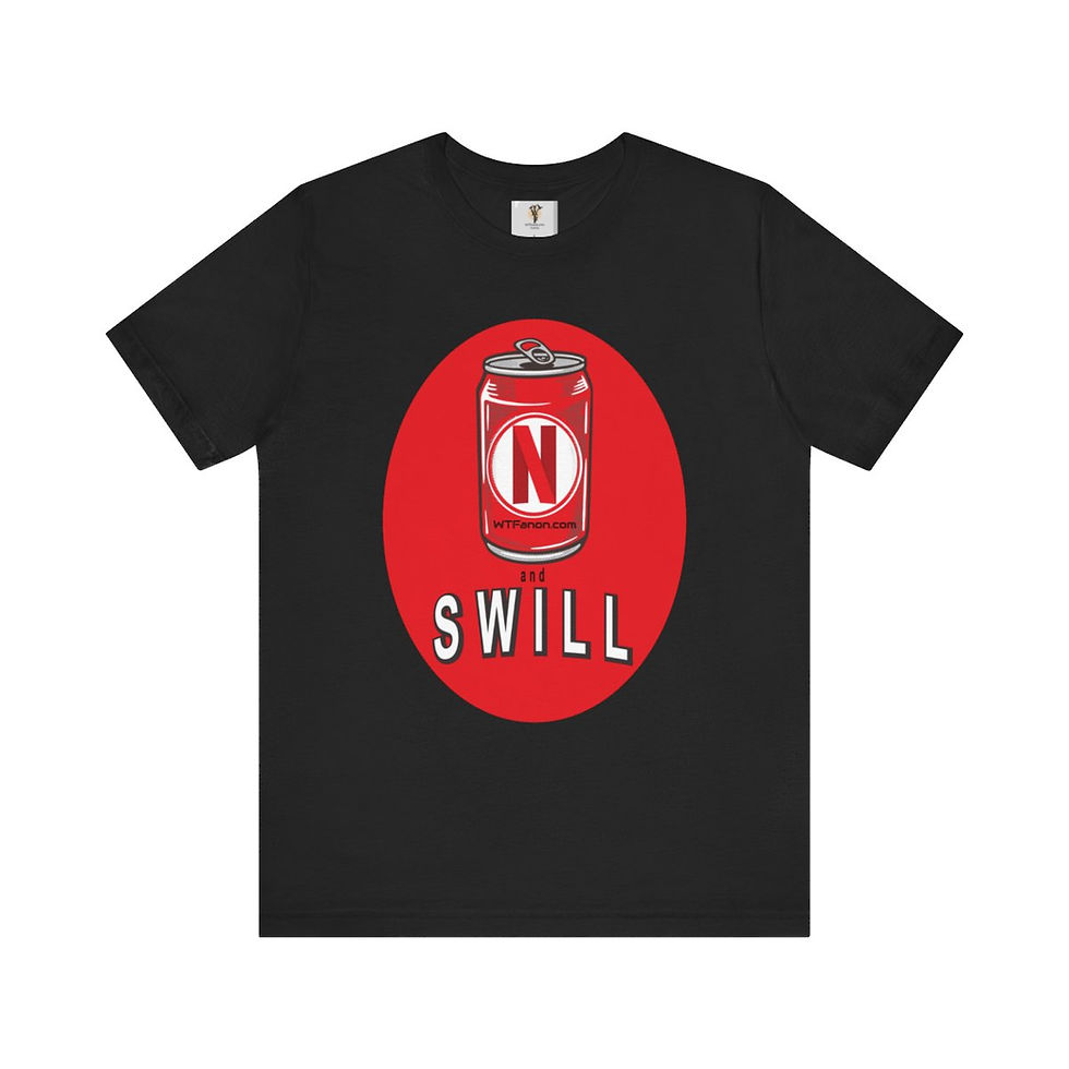 Thumbnail: Black t-shirt with red circle graphic: can of 'N' Swill
