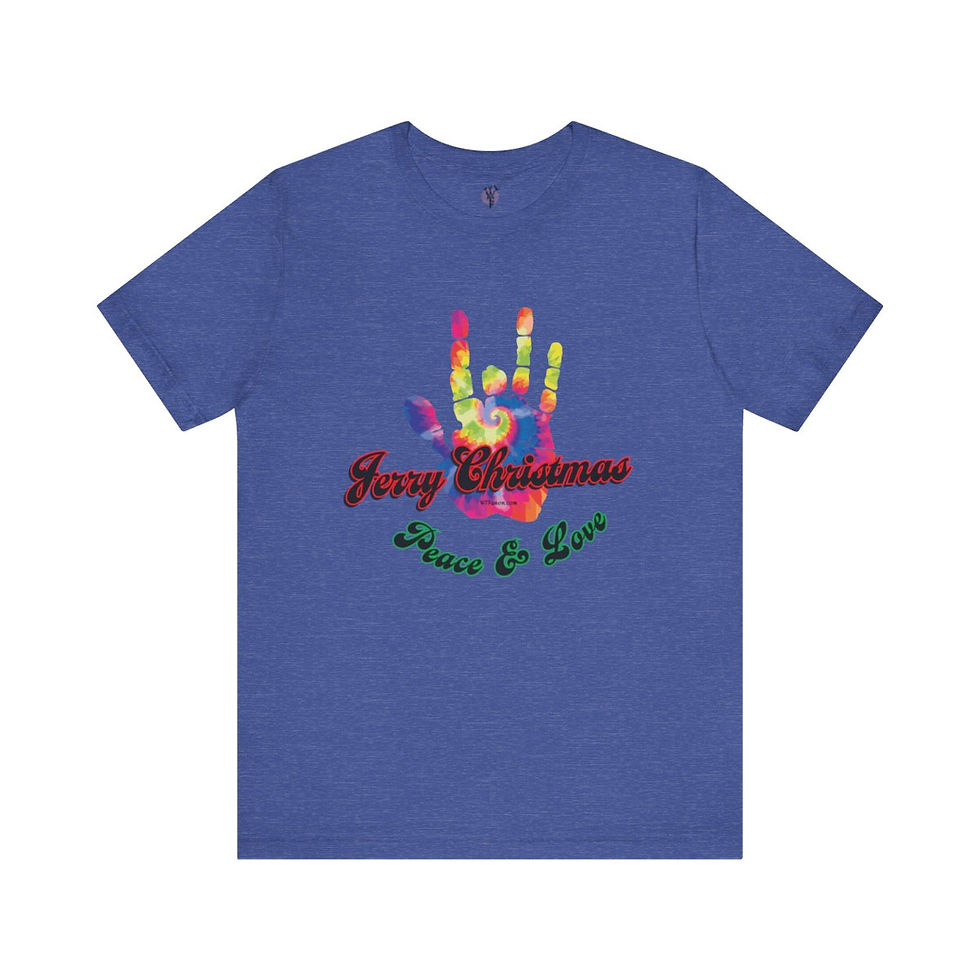 Thumbnail: Tie-dye handprint t-shirt, "Jerry Garcia, Peace & Love"