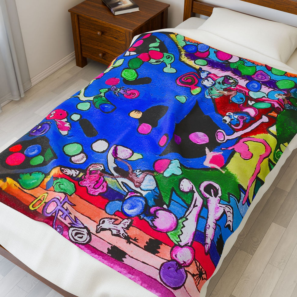 Thumbnail: Colorful abstract art twin-size bedspread