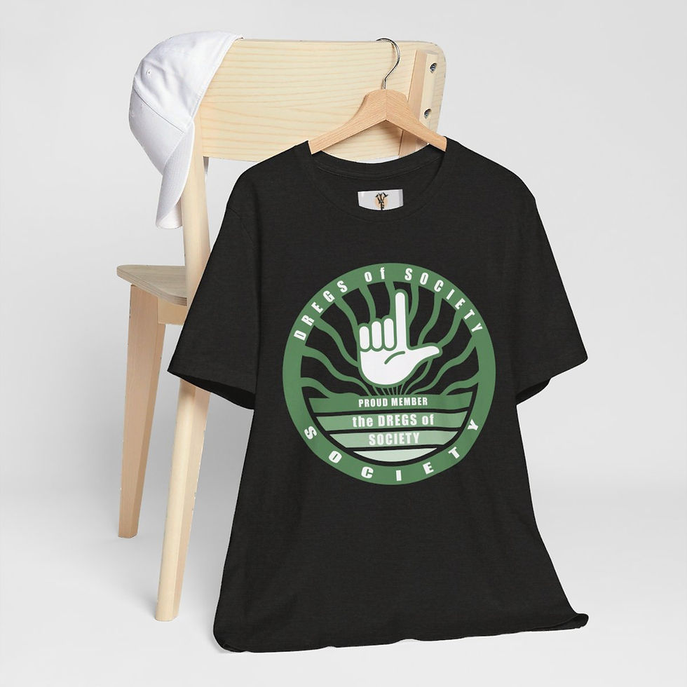Thumbnail: Black t-shirt with green logo: "Salute Society" hand gesture