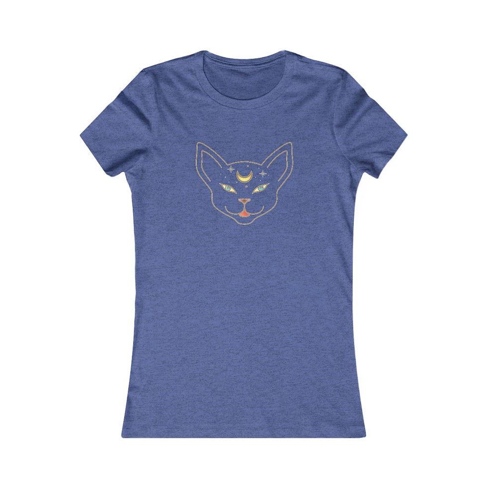 Thumbnail: Celestial cat graphic on a women's t-shirt