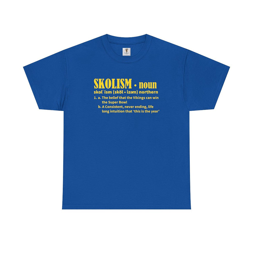 Thumbnail: Royal blue t-shirt with "Skolism - Noun" definition