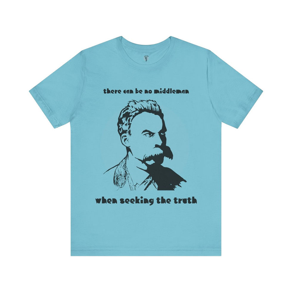 Thumbnail: T-shirt with Bakunin quote: "There can be no middlemen when seeking the truth"