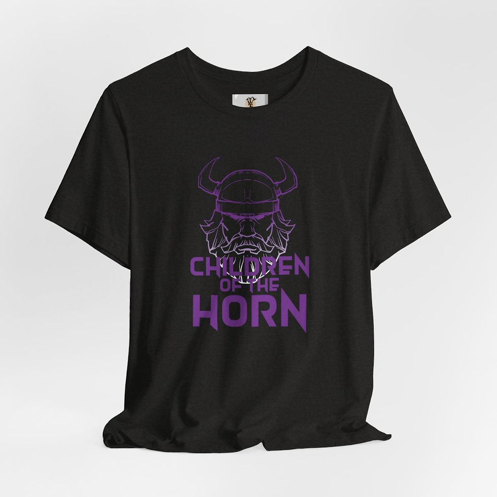 Thumbnail: Purple horned figure t-shirt: "Children of the Horn"
