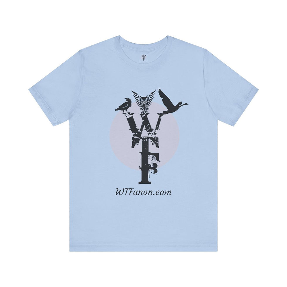 Thumbnail: Light blue WTFanon.com T-shirt with bird graphic