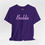 Thumbnail: Purple t-shirt with the word "Baddie" in cursive font on it.