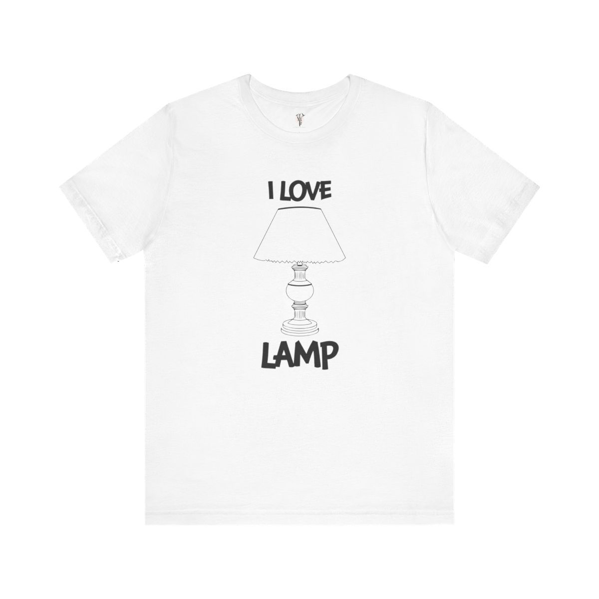 White t-shirt with 'I love lamp' design