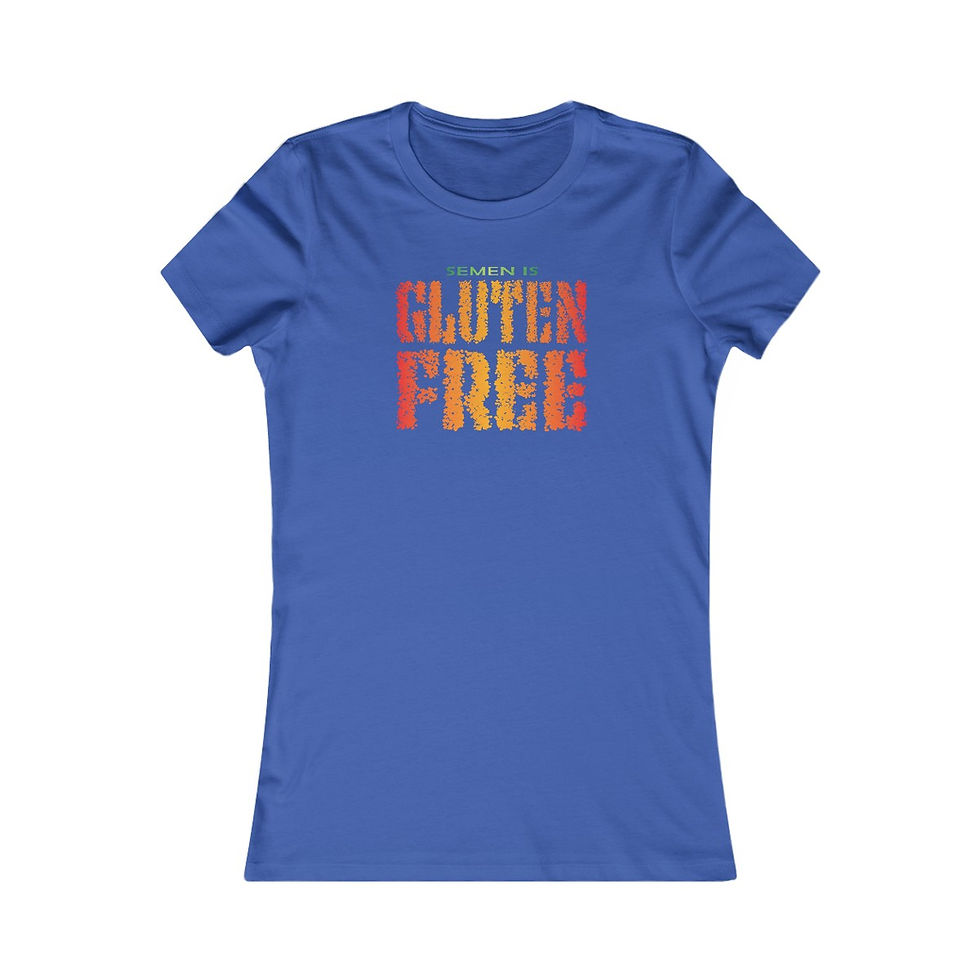 Thumbnail: Blue women's t-shirt with "Gluten Free" text
