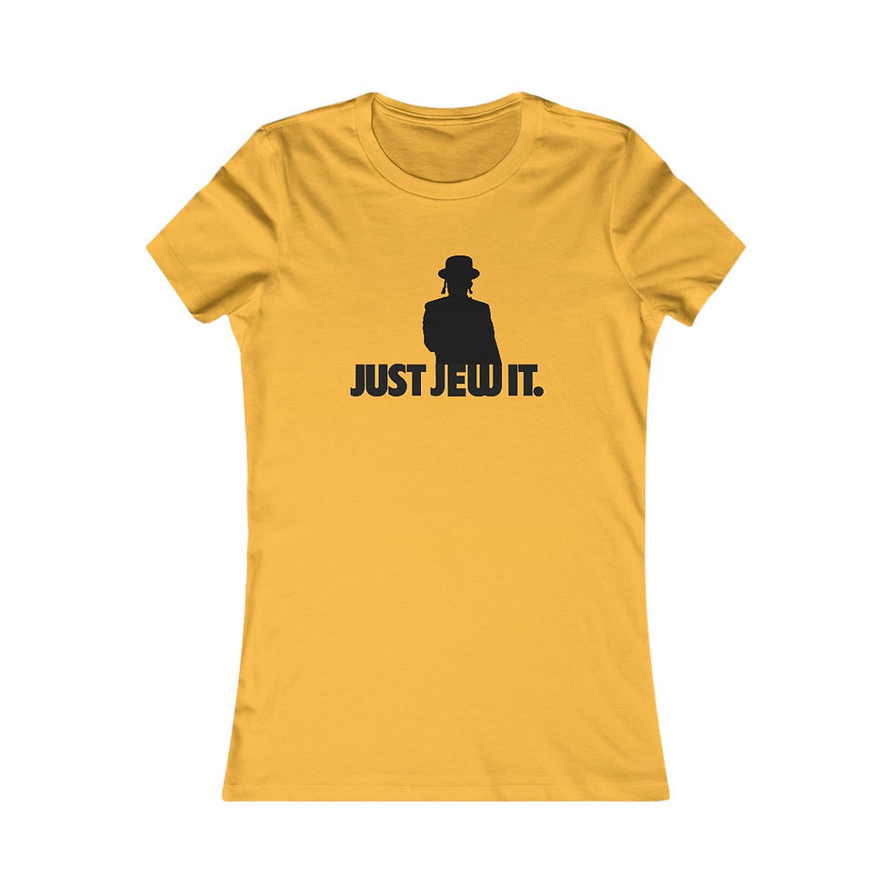 Thumbnail: Yellow T-shirt with a silhouette and "Just Jew It" text