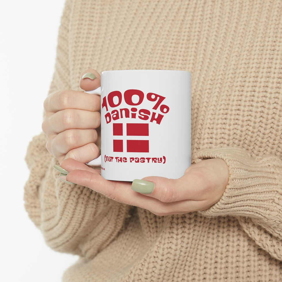 Thumbnail: Person holding 100% Danish (for the pastry) mug