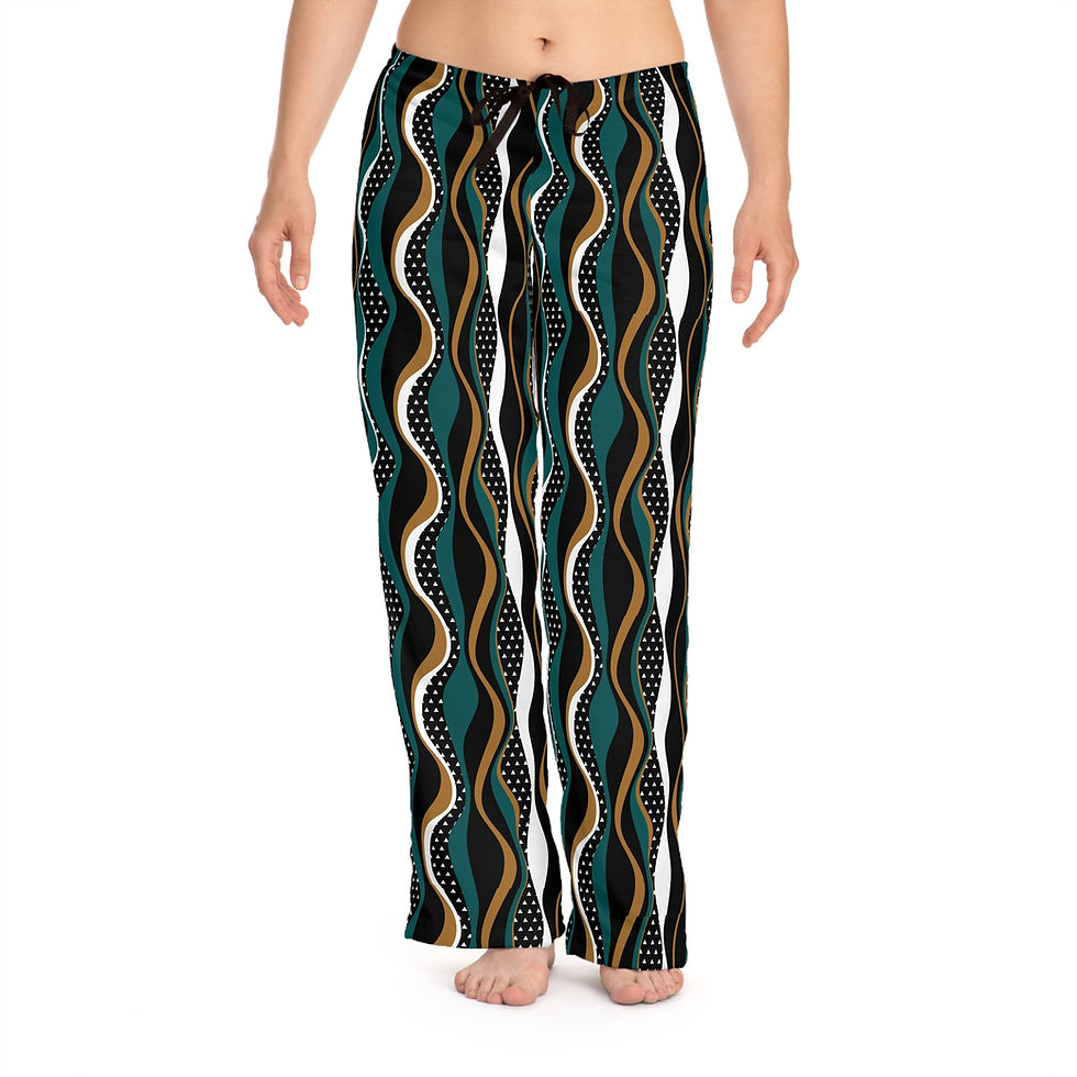 Thumbnail: Vintage, Green, Gold, Black, White- Feminine Fit Pajama Pants 