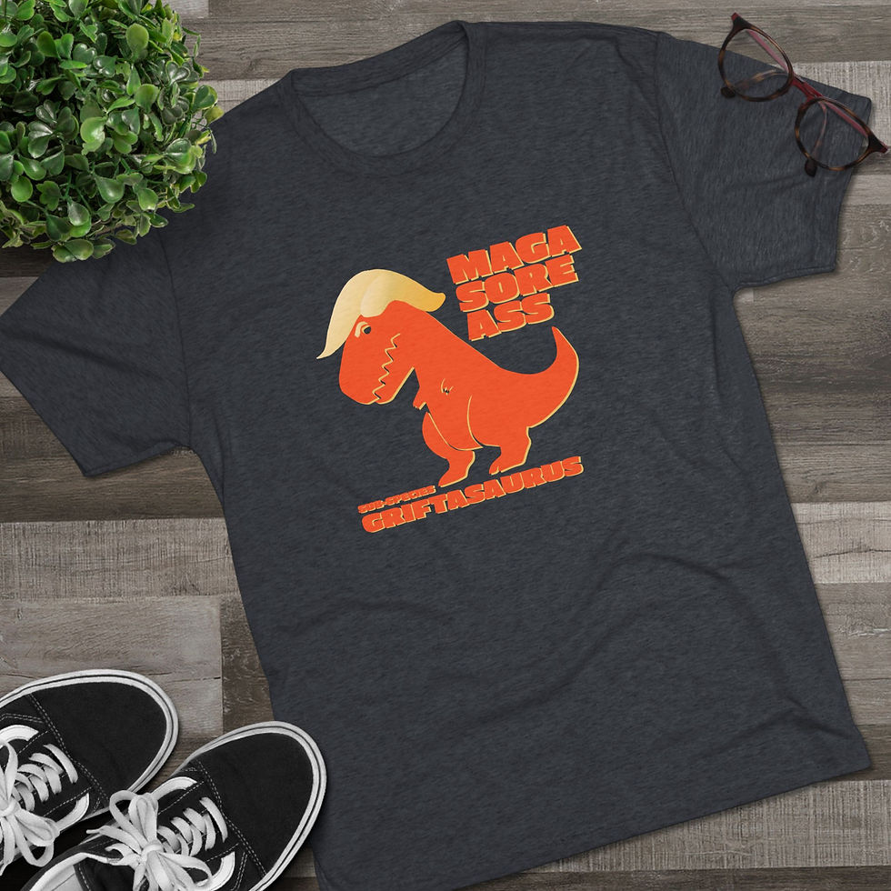 Thumbnail: Prehistoric parody featuring a dinosaur with exaggerated Trump hair, making satire great again.