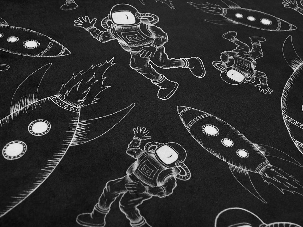 Thumbnail: Astronaut and Rocketship Changing Pad Cover