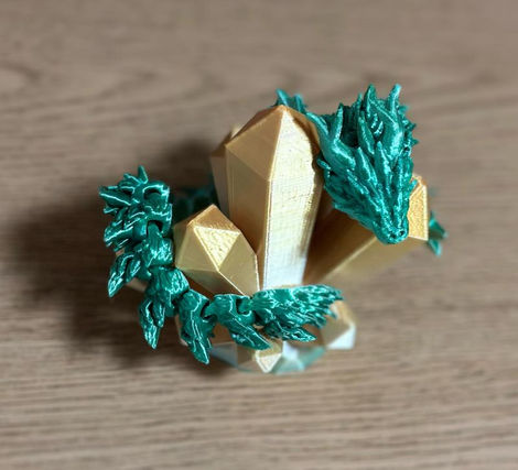 Articulating Dragon And Crystal Cluster