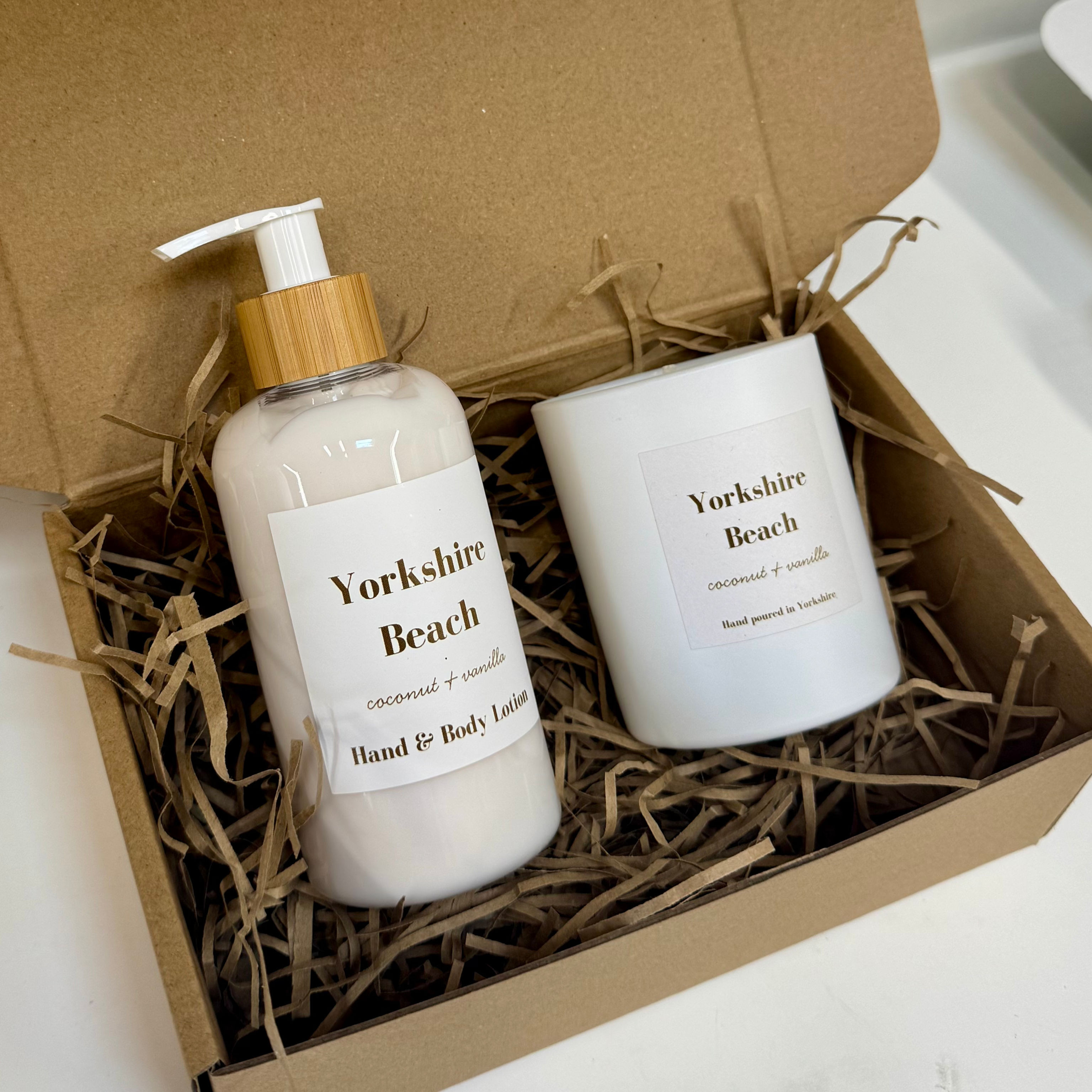 Yorkshire Beach - Coconut and Vanilla Candle and Hand and Body Lotion Set