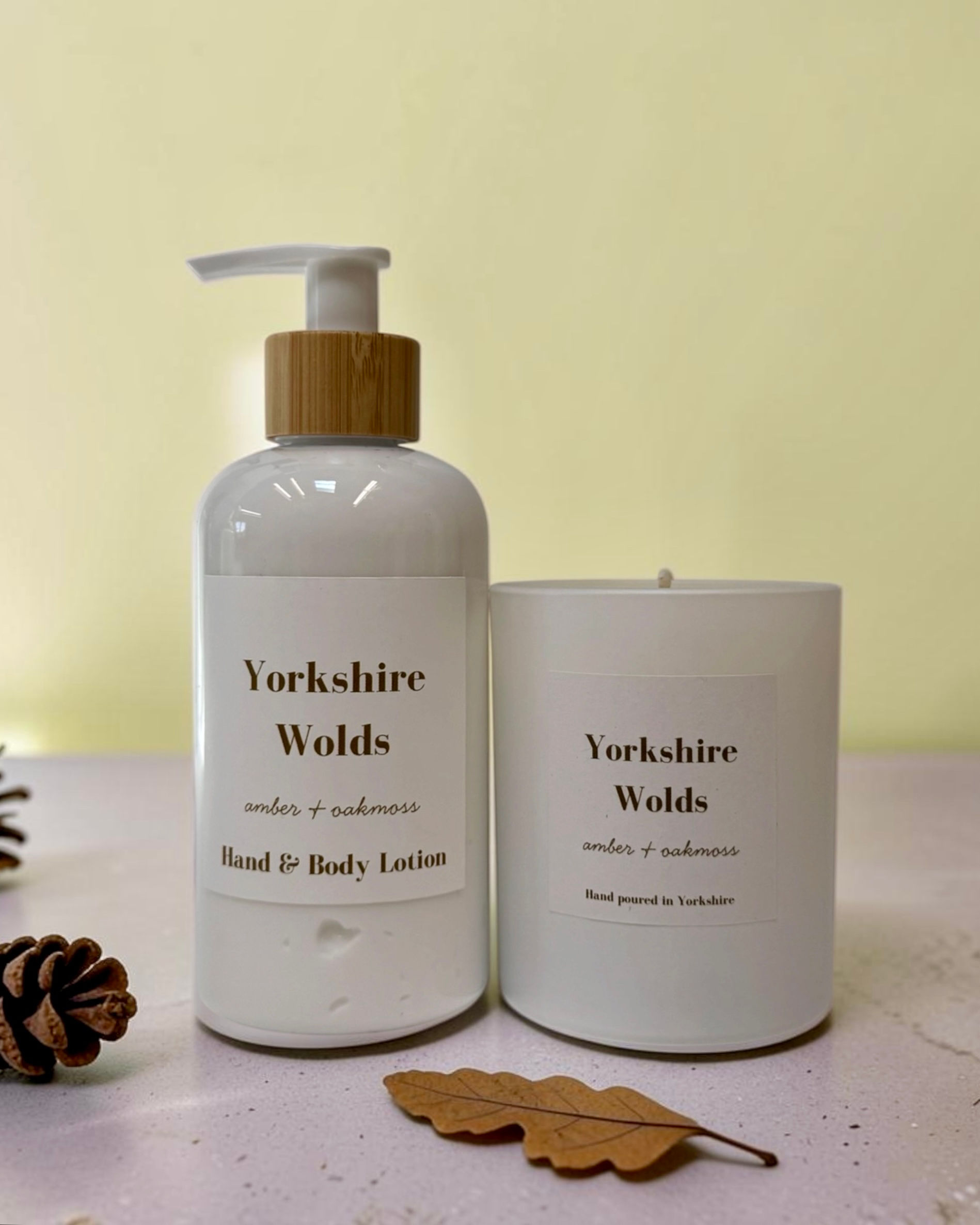 Yorkshire Wolds - Amber and Oakmoss Candle and Hand Care Gift Set
